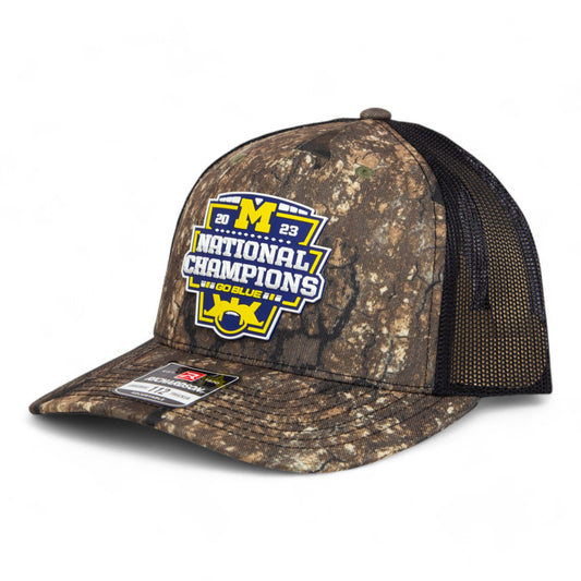 Michigan Wolverines College Football National Champions 3D Snapback Trucker Hat- Realtree Timber/ Black