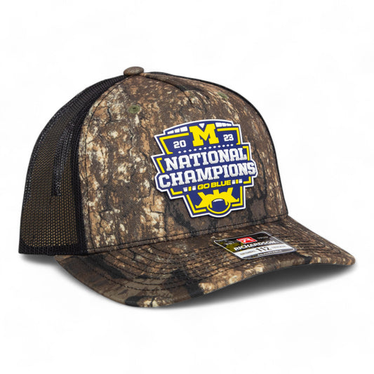 Michigan Wolverines College Football National Champions 3D Snapback Trucker Hat- Realtree Timber/ Black