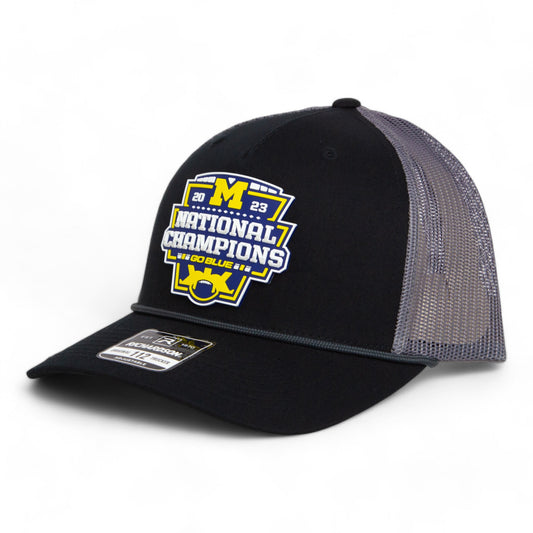 Michigan Wolverines College Football National Champions 3D Snapback Trucker Rope Hat- Black/ Charcoal