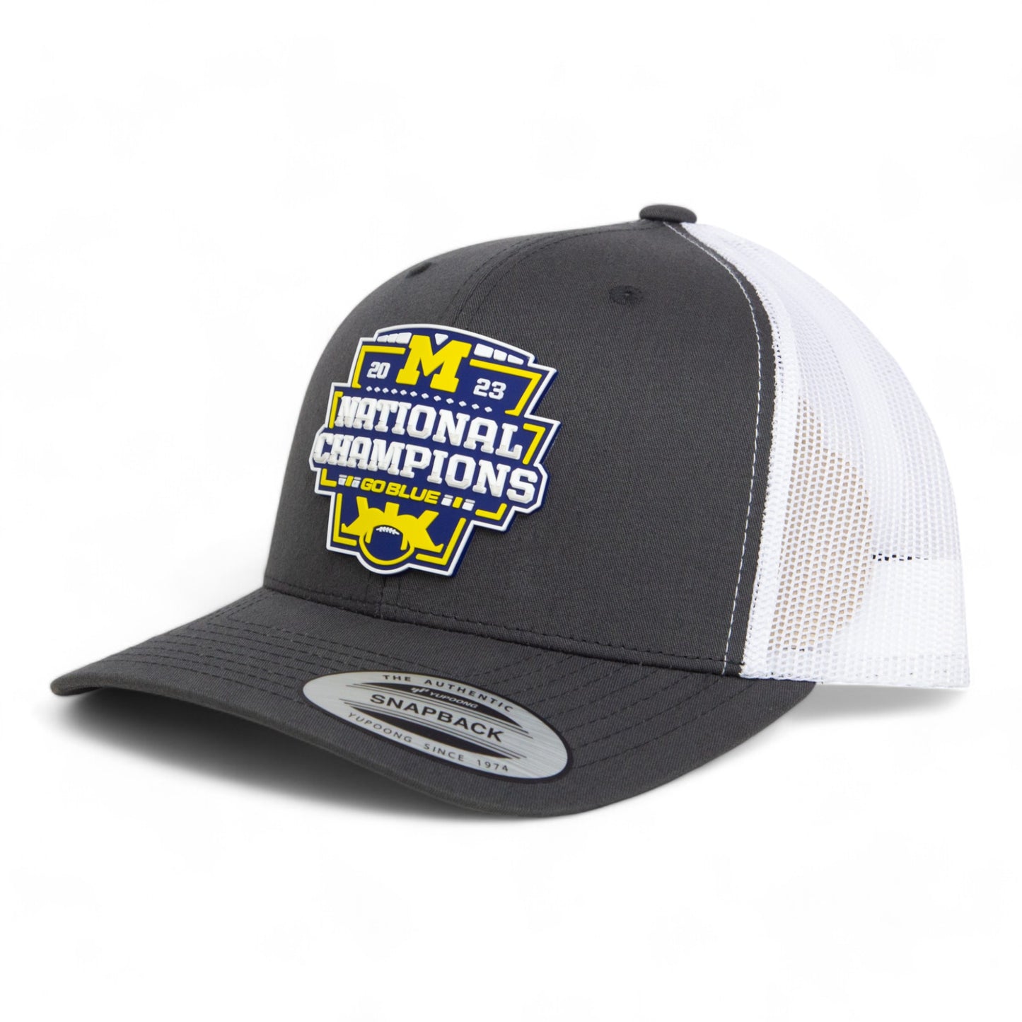 Michigan Wolverines College Football National Champions 3D YP Snapback Trucker Hat- Charcoal/ White