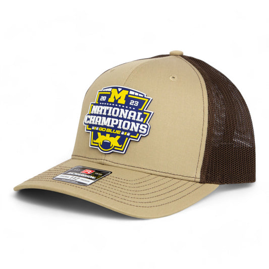 Michigan Wolverines College Football National Champions 3D Snapback Trucker Hat- Tan/ Coffee