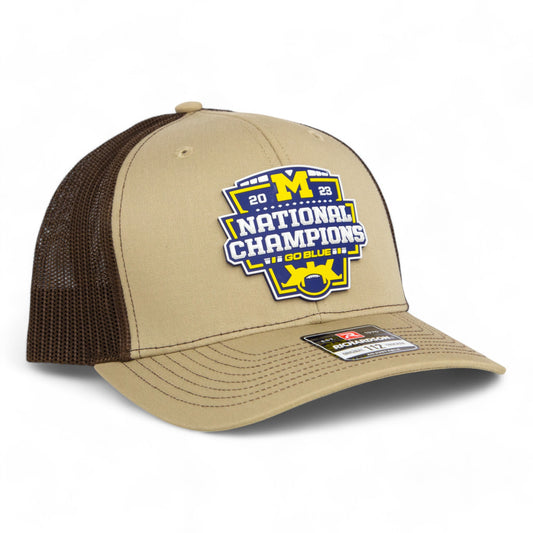 Michigan Wolverines College Football National Champions 3D Snapback Trucker Hat- Tan/ Coffee