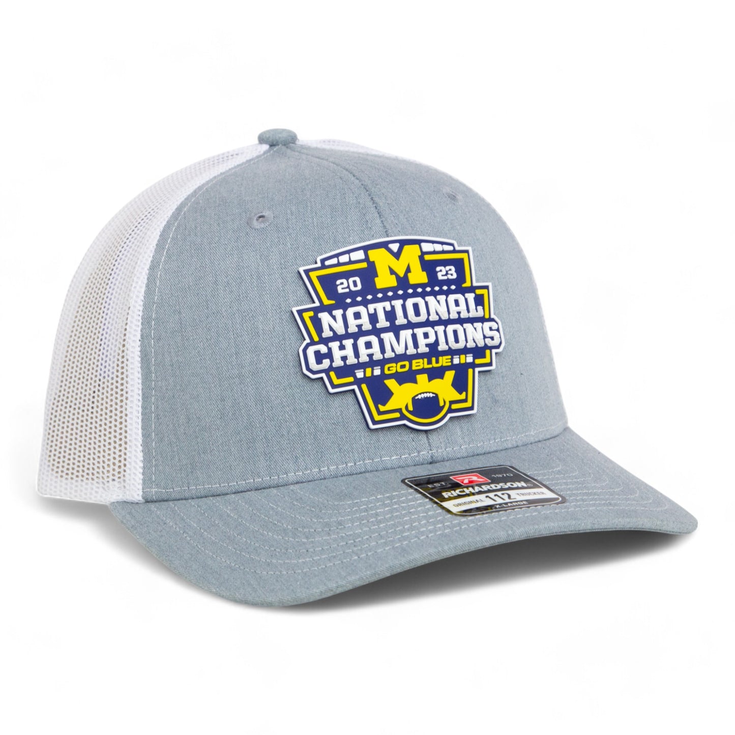 Michigan Wolverines College Football National Champions 3D Snapback Trucker Hat- Heather Grey/ White