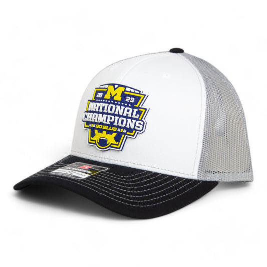 Michigan Wolverines College Football National Champions 3D Snapback Trucker Hat- White/ Grey/ Black