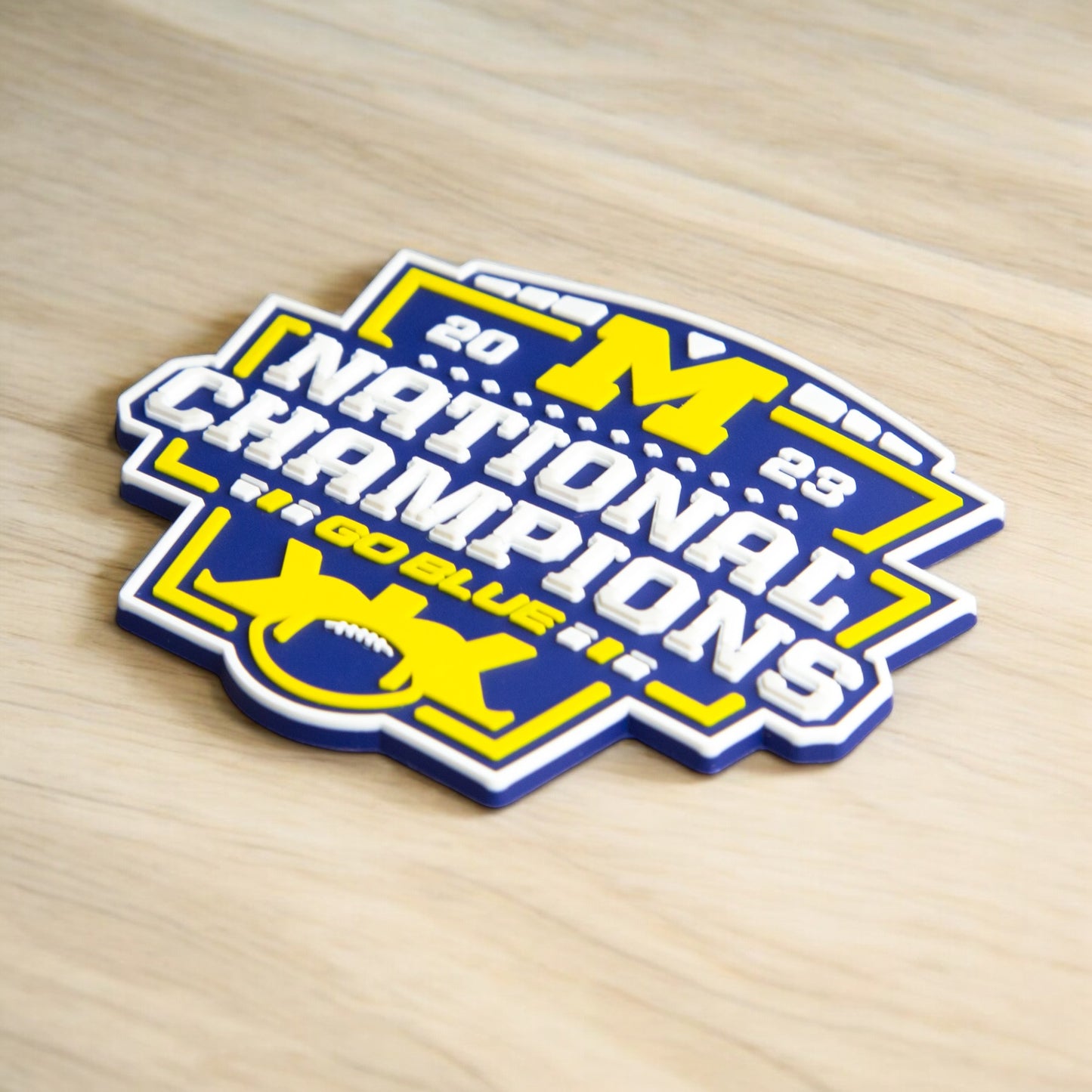 Michigan Wolverines College Football National Champions 3D Snapback Trucker Hat- White/ Grey/ Black