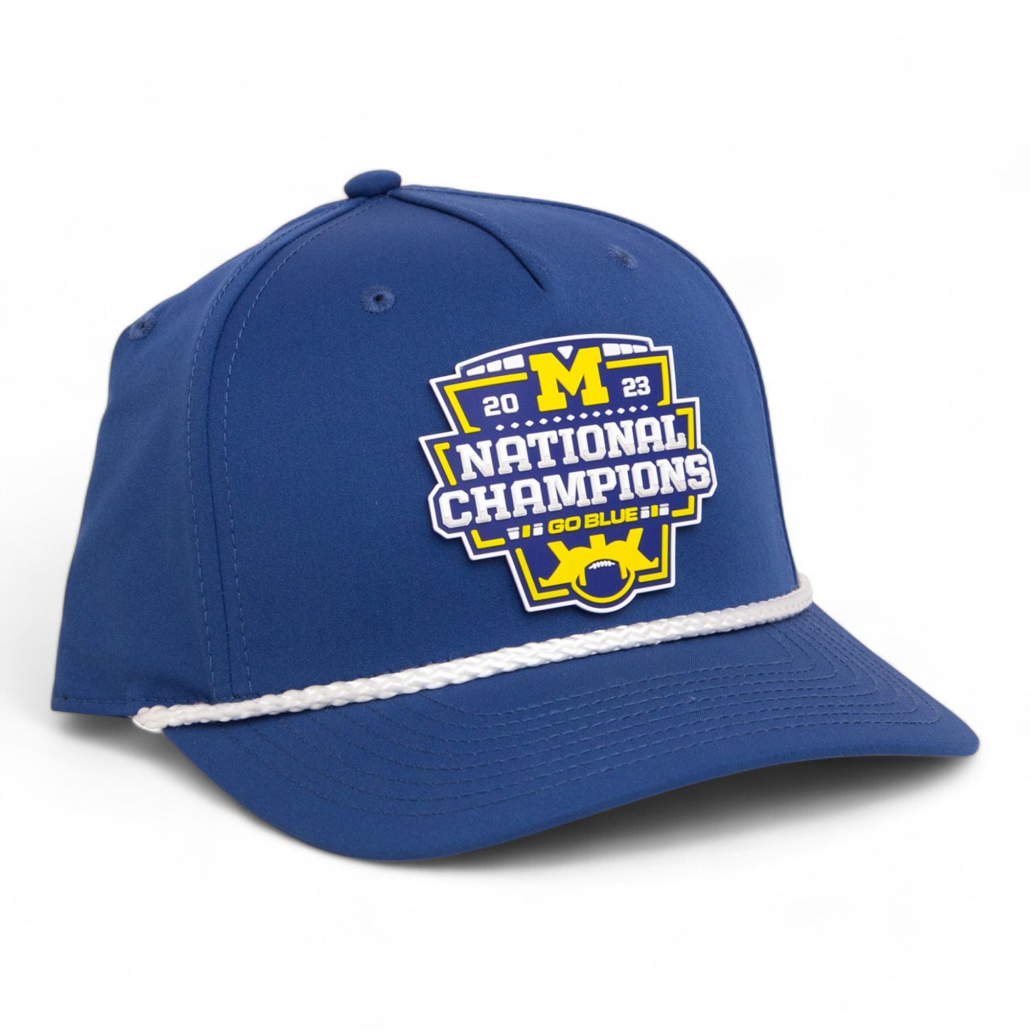 Michigan Wolverines College Football National Champions 3D Five Panel Classic Rope Hat- Light Blue/ White