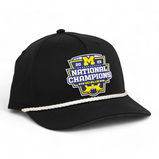 Michigan Wolverines College Football National Champions 3D Five Panel Classic Rope Hat- Black/ White