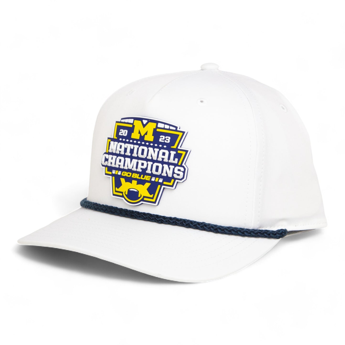 Michigan Wolverines College Football National Champions 3D Five Panel Classic Rope Hat- White/ Navy