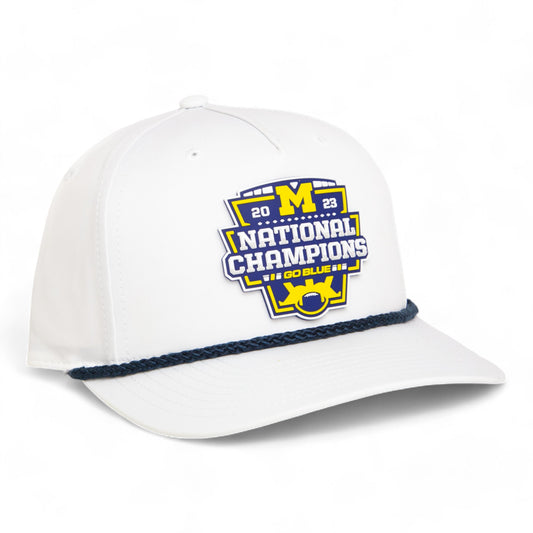 Michigan Wolverines College Football National Champions 3D Five Panel Classic Rope Hat- White/ Navy