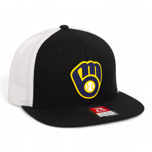 Milwaukee Brewers 3D Wool Blend Flat Bill Hat- Black/ White