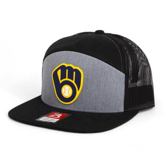 Milwaukee Brewers 3D Snapback Seven-Panel Flat Bill Trucker Hat- Heather Grey/ Black