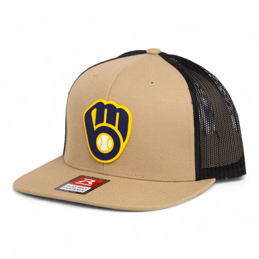 Milwaukee Brewers 3D Wool Blend Flat Bill Hat- Tan/ Black