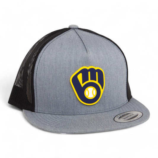 Milwaukee Brewers 3D YP Snapback Flat Bill Trucker Hat- Heather Grey/ Black