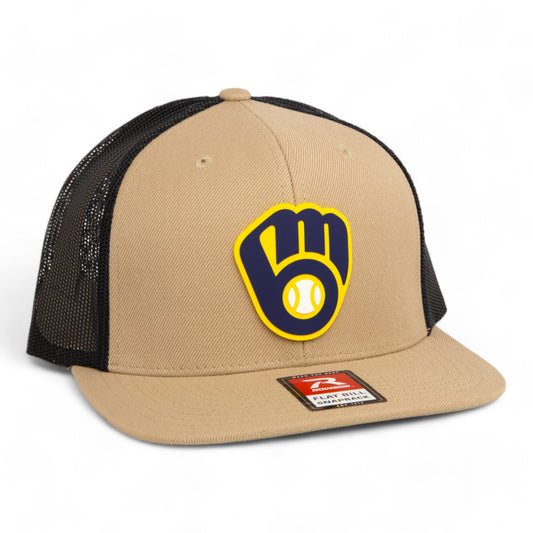 Milwaukee Brewers 3D Wool Blend Flat Bill Hat- Tan/ Black