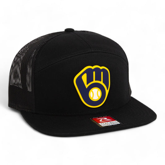 Milwaukee Brewers 3D Snapback Seven-Panel Flat Bill Trucker Hat- Black