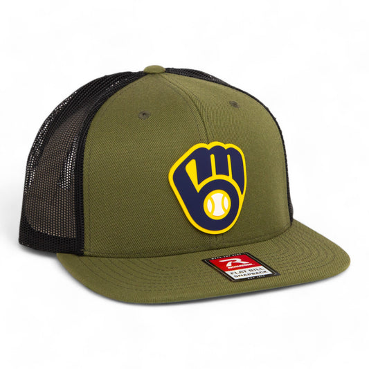 Milwaukee Brewers 3D Wool Blend Flat Bill Hat- Loden/ Black