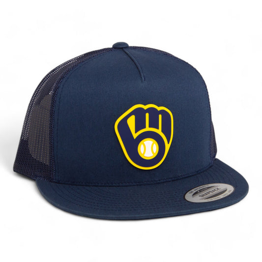 Milwaukee Brewers 3D YP Snapback Flat Bill Trucker Hat- Navy