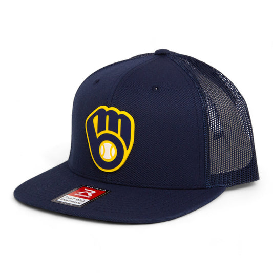 Milwaukee Brewers 3D Wool Blend Flat Bill Hat- Navy