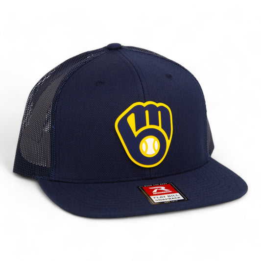 Milwaukee Brewers 3D Wool Blend Flat Bill Hat- Navy