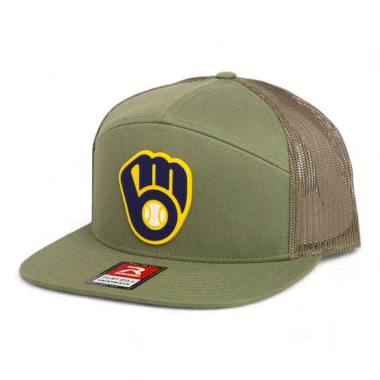 Milwaukee Brewers 3D Snapback Seven-Panel Flat Bill Trucker Hat- Loden Green