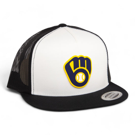 Milwaukee Brewers 3D YP Snapback Flat Bill Trucker Hat- White/ Black