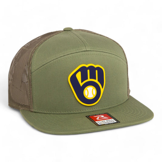 Milwaukee Brewers 3D Snapback Seven-Panel Flat Bill Trucker Hat- Loden Green