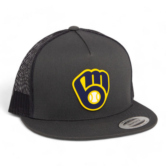 Milwaukee Brewers 3D YP Snapback Flat Bill Trucker Hat- Charcoal/ Black