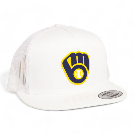 Milwaukee Brewers 3D YP Snapback Flat Bill Trucker Hat- White