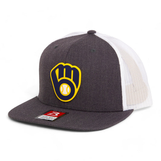 Milwaukee Brewers 3D Wool Blend Flat Bill Hat- Heather Charcoal/ White