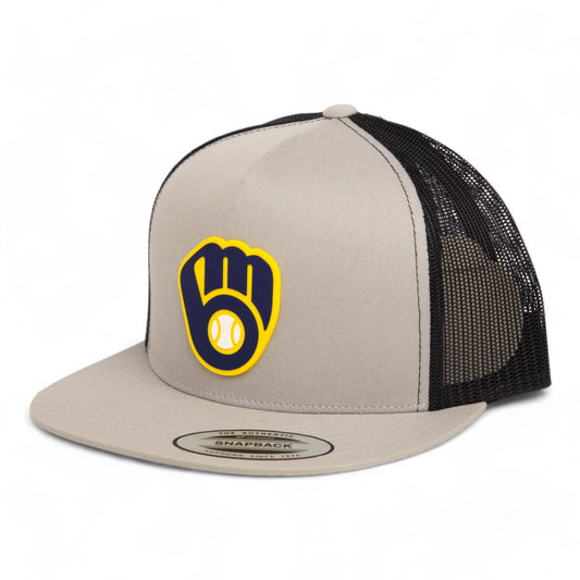 Milwaukee Brewers 3D YP Snapback Flat Bill Trucker Hat- Silver/ Black