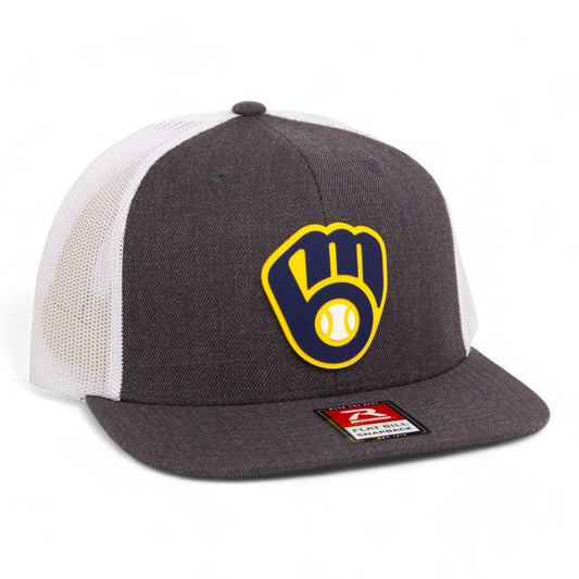 Milwaukee Brewers 3D Wool Blend Flat Bill Hat- Heather Charcoal/ White