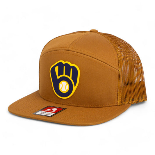 Milwaukee Brewers 3D Snapback Seven-Panel Flat Bill Trucker Hat- Caramel