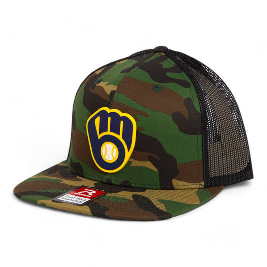 Milwaukee Brewers 3D Wool Blend Flat Bill Hat- Army Camo/ Black