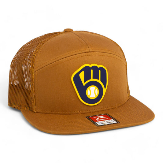 Milwaukee Brewers 3D Snapback Seven-Panel Flat Bill Trucker Hat- Caramel