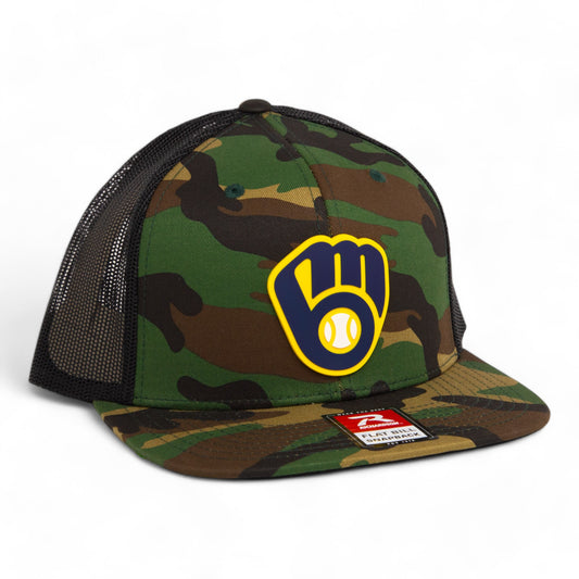 Milwaukee Brewers 3D Wool Blend Flat Bill Hat- Army Camo/ Black