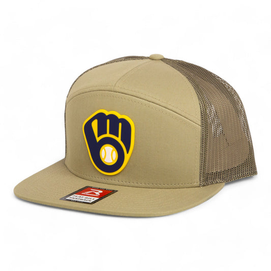 Milwaukee Brewers 3D Snapback Seven-Panel Flat Bill Trucker Hat- Pale Loden