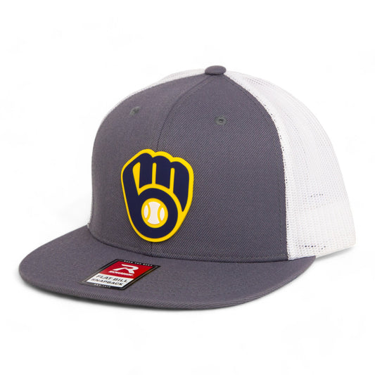 Milwaukee Brewers 3D Wool Blend Flat Bill Hat- Charcoal/ White