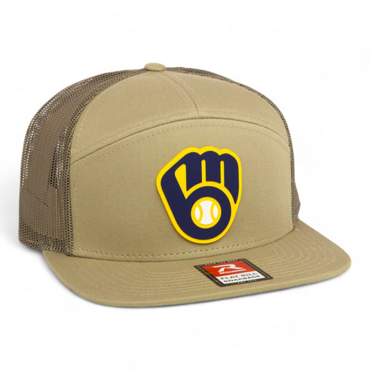 Milwaukee Brewers 3D Snapback Seven-Panel Flat Bill Trucker Hat- Pale Loden