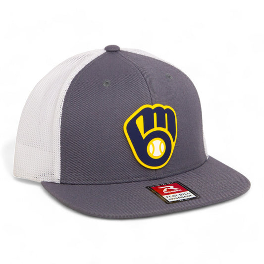 Milwaukee Brewers 3D Wool Blend Flat Bill Hat- Charcoal/ White