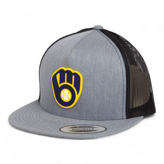 Milwaukee Brewers 3D YP Snapback Flat Bill Trucker Hat- Heather Grey/ Black