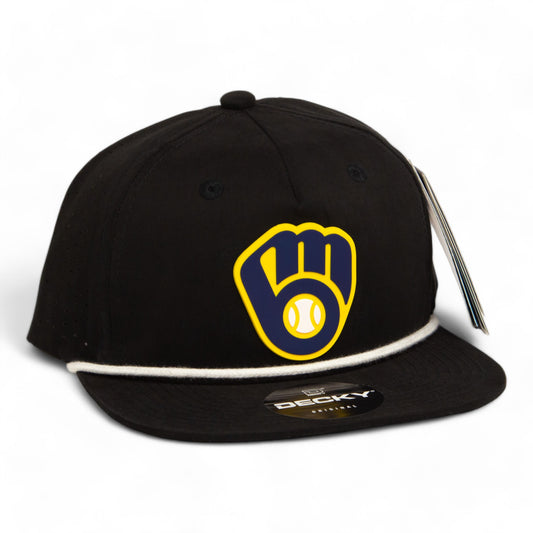 Milwaukee Brewers 3D Perforated Rope Hat- Black/ White