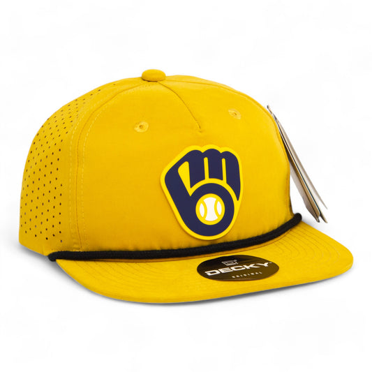 Milwaukee Brewers 3D Perforated Rope Hat- Biscuit/ Black