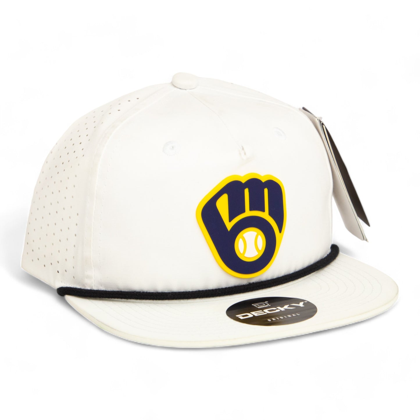 Milwaukee Brewers 3D Perforated Rope Hat- White/ Black