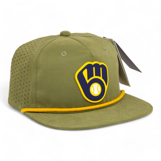 Milwaukee Brewers 3D Perforated Rope Hat- Loden/ Amber