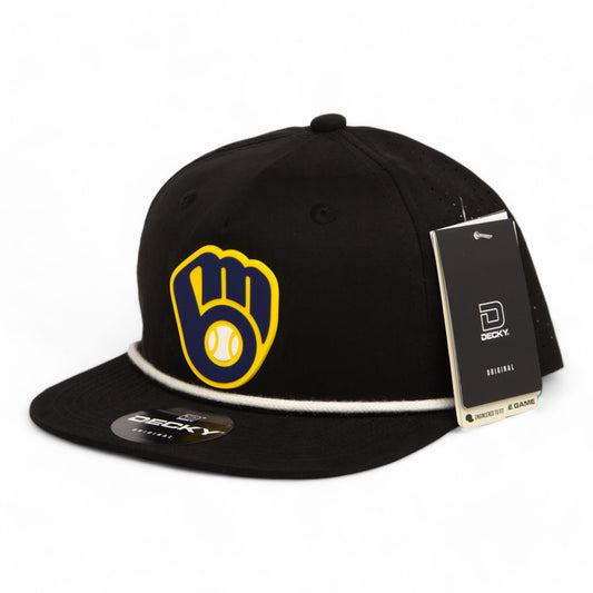 Milwaukee Brewers 3D Perforated Rope Hat- Black/ White