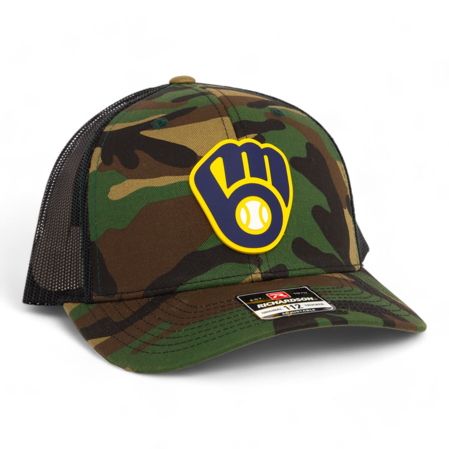 Milwaukee Brewers 3D Snapback Trucker Hat- Army Camo/ Black