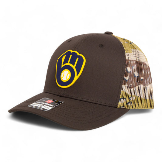 Milwaukee Brewers 3D Snapback Trucker Hat- Brown/ Desert Camo