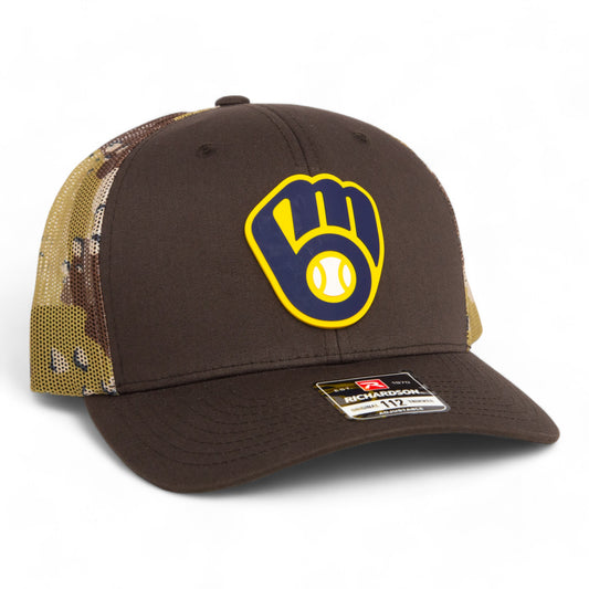 Milwaukee Brewers 3D Snapback Trucker Hat- Brown/ Desert Camo