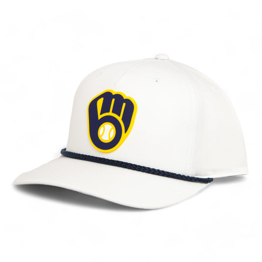 Milwaukee Brewers 3D Five Panel Classic Rope Hat- White/ Navy