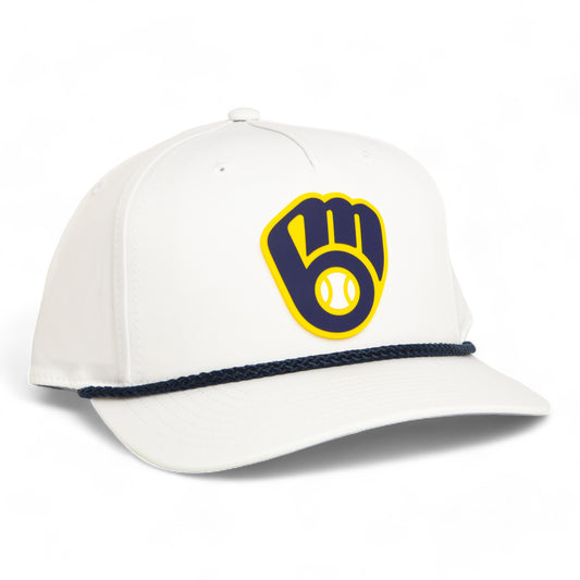 Milwaukee Brewers 3D Five Panel Classic Rope Hat- White/ Navy